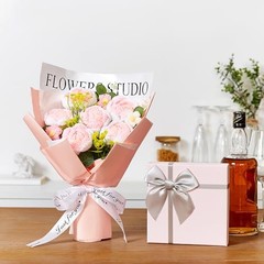 Crochet Flower Bouquet Handmade Knitted Flowers Roses Bouquet for Wedding Pink