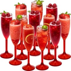 Pcs Champagne Flutes 5.4OZ Plastic Champagne Glasses Wine Glasses 12 Red