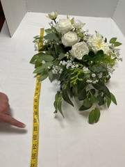Wedding Bridal Bouquet Hand held White Silk Flowers Peonies Cascading NEW