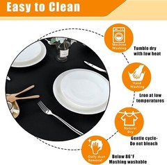 60 Inch Round Black Polyester Tablecloth, washable any occassion
