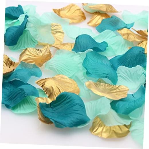 900PCS Teal Aqua Mint Gold Silk Rose Flower Petals Party Confetti Table