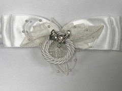 Western Wedding Guest Book, White Lasso with Silver Cowboy Boot Charm