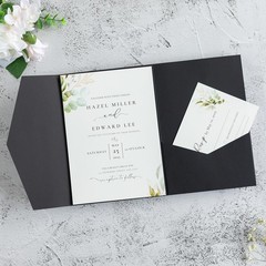 FEIYI 20 PCS Black Tri-fold Laser Cut Wedding 5.12 x 7.1 inches,