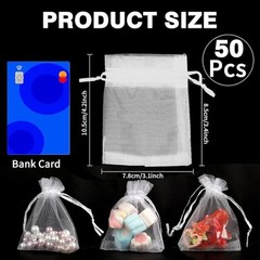 Organza Bags 50Pcs Sheer Drawstring Pouches Jewelry Gift Party Favor Bags New