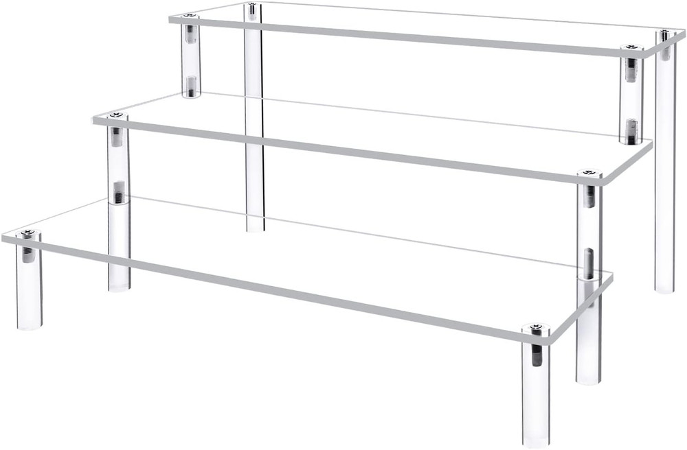 Acrylic Display Risers,Clear Shelf 3 Tier Cupcake Display Stand Steps for Food D