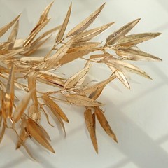 2 Gold 33″ Artificial Bamboo LEAVES Branches Metallic Faux Greenery Stems Party
