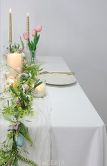 FEXIA White Gauze Cheesecloth Table Runner Spring 1 Pack-10FT, Ivory