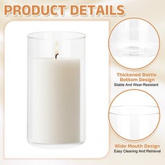 2 pieces clear glass candle holder for tube (H:15cm D:8.6cm)