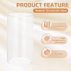 2 pieces clear glass candle holder for tube (H:15cm D:8.6cm)