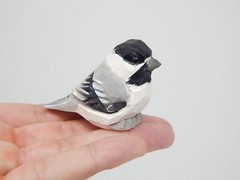 Chickadee Bird Cake Topper Bride Groom Love Wedding Engagement Carve Wood Statue