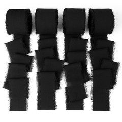 Black Chiffon Ribbon – 1-1/2 Inch x 40 Yds Boho Frayed Fringe Chiffon Silk fo…