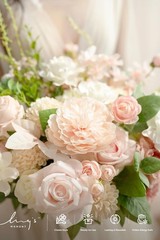Elegant Blush Pink Wedding Bouquets Bride Silk Roses Gardenia 15 Inch Free Form