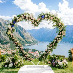 Large Double Pole Heart Shape Wedding Arches Metal Backdrop Stand Antirust Arbor