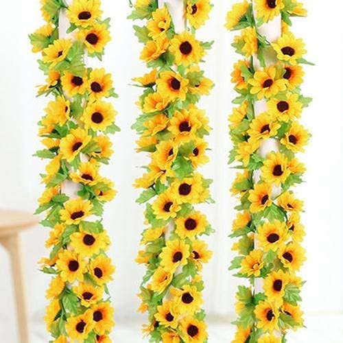 2 Pcs Artificial Sunflower Garland,Sunflower Vine with 230cm, Green