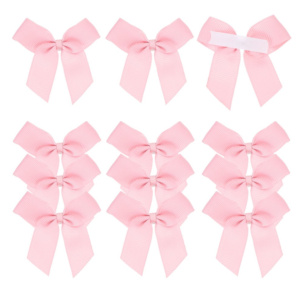 12Pcs Mini Grosgrain Ribbon Bow 2″ Self Adhesive Flower Bows Light Pink