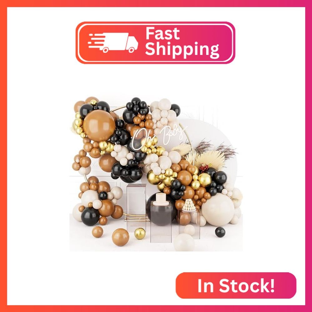 Deiiom Brown Black Balloons Arch Garland Kit-123Pcs Metallic Gold Balloon Sand W