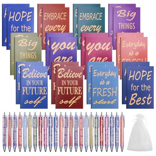 72 Pcs Inspirational Gifts Bulk Set,Motivational Notepads Ballpoint Pens with