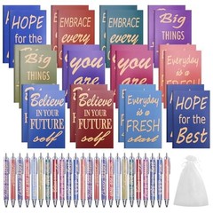 72 Pcs Inspirational Gifts Bulk Set,Motivational Notepads Ballpoint Pens with