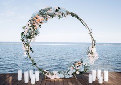 Round Metal Wedding Arch 6.5FT – Gold Backdrop Stand for Ceremony & Events