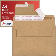 ACSTEP 100Pack A4 Envelopes 4-1/4 X6-1/4 A4(4-1/4 X 6-1/4) 100 PCS, Brown