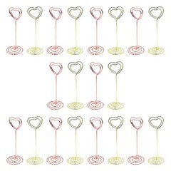 20Pcs Assorted Color Metal Table Number Holders with Heart Design for Memo Clips