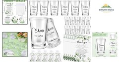 Acrylic Shot Glasses Set for Weddings with Organza Bags and Thank You Cards