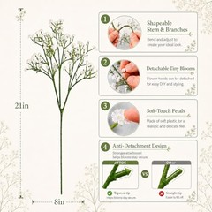Babys Breath Artificial Flowers Fake Flowers Gypsophila Bouquet 24 Pcs White