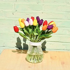20pcs Multicolor Flowers Artificial Tulip Silk Flowers 13.5″ for Multi Color