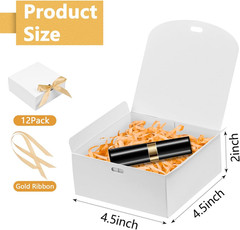 12Pack Small Gift Boxes with Lids for Presents, 4.5»X4.5»X2» White Gift Bo…