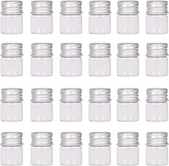 Mini Glass Bottles with Screw Caps 5ml 24 Sets Aluminum Top Metal Lids