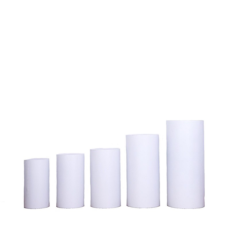 5 White Metal Cylinder Display Stands Pedestal Riser Columns Party Decorations