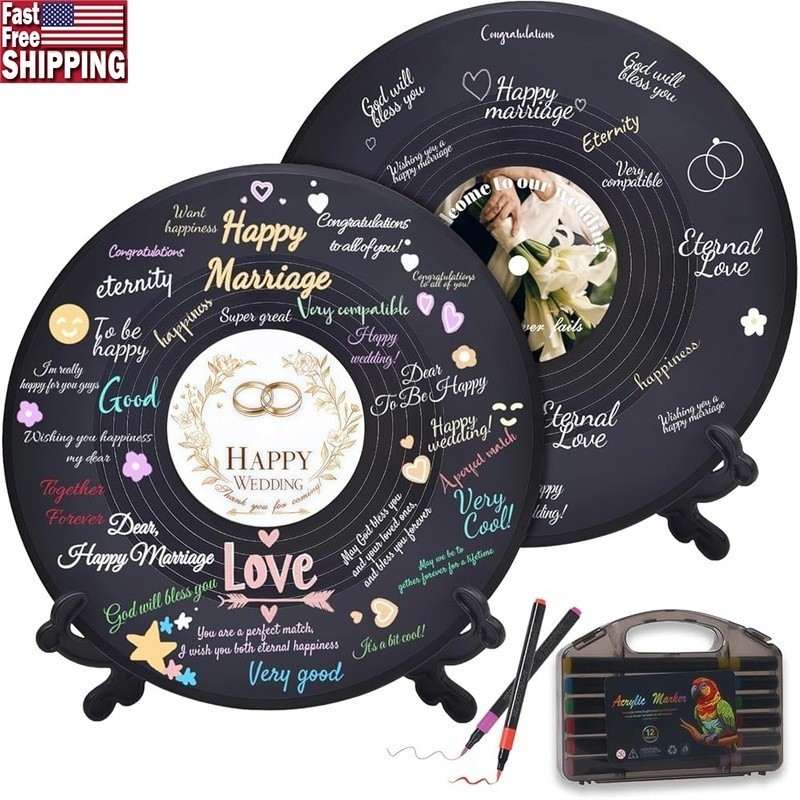 Vinyl Record Wedding Guest Book Unique Blessings Commemorative Message Album New