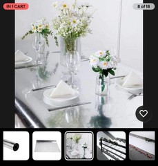 Silver Mirror Aisle Runner Roll for Wedding 3.3×33 ft, Metallic PVC Aisle