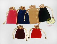 12/25/50/100pcs Gold Trim Velvet Pouch Wedding Favor Gift Bag 3.5×2.7″ 4.7″x3.5″