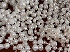 8 White Clear Bead Cord Chain Garland Holiday Comunion Party Decor Wedding Lot