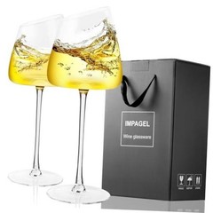 Slanted White Wine Glasses Set of Modern No-lead Hand-Blown Long Stem Red 2