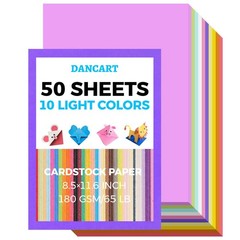 50 Sheets 8.5″ X 11.6″ Colored Cardstock, 10 50-10 Light Colors, 10 colors