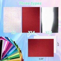 30 Pack Metallic Glitter Cardstock Paper 8 inches x 12 inches, various