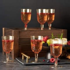MATANA 50 Gold Glitter Plastic Wine Glasses for Weddings, Birthdays, Bridal S…