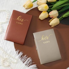 2 Pcs Wedding Vow Books His and Hers Copper Brown, Almond