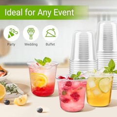 12 oz Disposable Stemless Wine Glasses Pcs Crystal Plastic Cocktail Cups 50