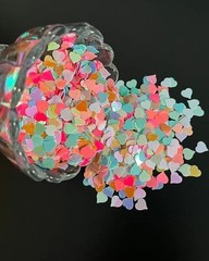 Iridescent Heart Confetti Valentines Day Table Scatter Sequins Heart Multicolor