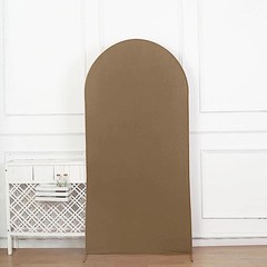 7 ft TAUPE Matte Fitted Spandex Round Top Arch Backdrop STAND COVER Party
