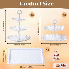 10 PCS Plastic Cake and Cupcake Stand Set, Cupcake Stand Holder, Dessert Table