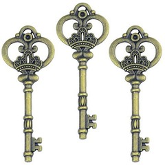 20pcs 3.3 Inch Large Antique Skeleton Keys Bulk Charms in Antique Bronze