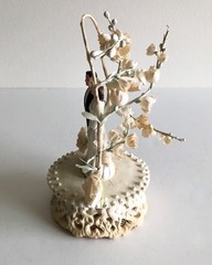 Vintage 1950s Wedding Cake Topper Bride Groom Floral Arch Mid Century