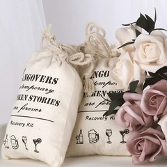 Bachelorette Party Bags with Drawstring Cotton Recovery Kit Bags Lot of 10
