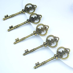 20pcs 3.3 Inch Large Antique Skeleton Keys Bulk Charms in Antique Bronze