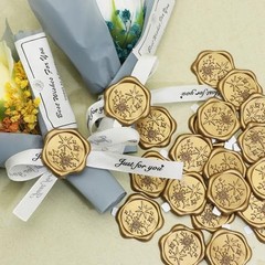 50 Star Wax Seal Stickers – Antique Gold Self Adhesive – 50 Stars