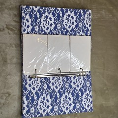 Vtg Blue White Floral Lace Photo Album 3-Ring Binder Grannycore Cottage-core